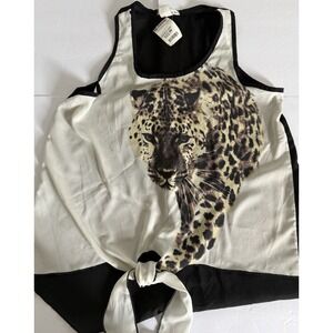 NWT Double Zero Women's Leopard Face Tank Top Large
